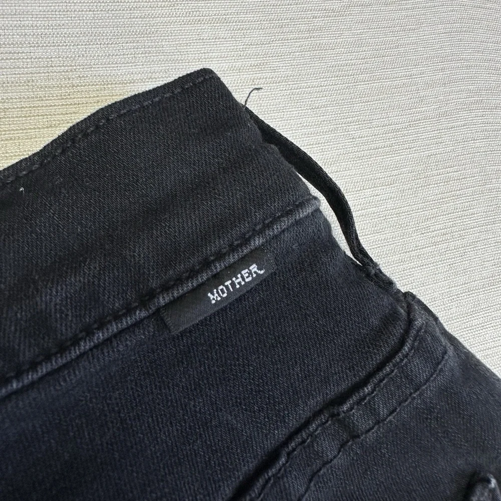 Mother Stunner Zip Ankle Step Fray Jeans Size 31 Black USA Not Guilty Wash - Picture 13 of 13